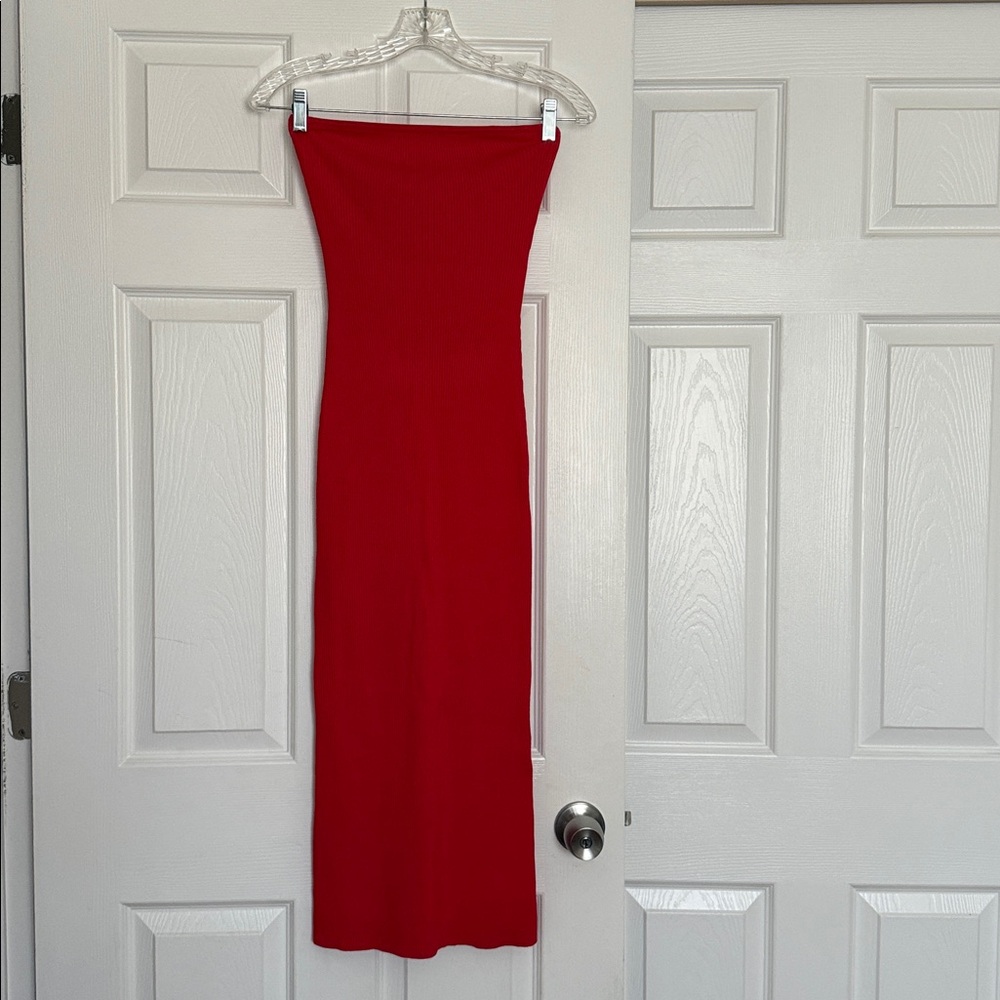 H&M Red Knit Midi Dress S